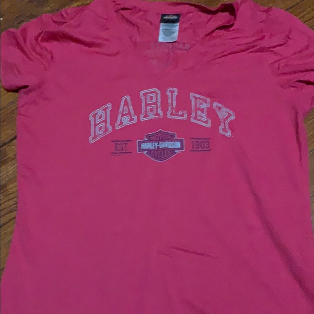 Harley Davidson pink short sleeve shirt size XL